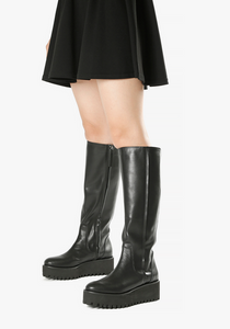 HIGH STRETCH FLATFORM Black Boots