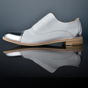 DIAMOND White Leather and Silver Oxfords