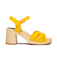 Load image into Gallery viewer, Yellow leather wooden heel sandal