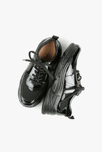 Load image into Gallery viewer, Black Patent Lace Up Stomper ALL BLACK