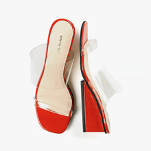 Load image into Gallery viewer, CLEAR BANDED WEDGE Orange Sandal