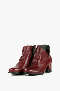 Wine leather ankle boots