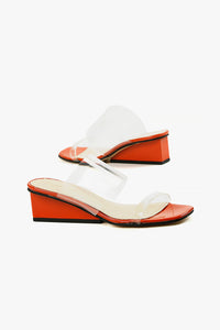 CLEAR BANDED WEDGE Orange Sandal