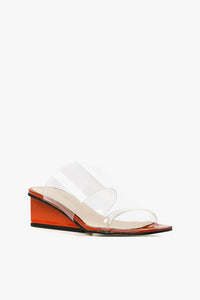 CLEAR BANDED WEDGE Orange Sandal