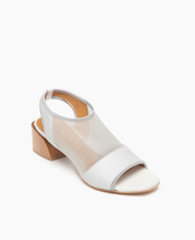 Load image into Gallery viewer, Silver Mesh sandal with wood block heel