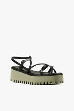 Load image into Gallery viewer, STRAPPY FLATFORM Black Leather Sandal
