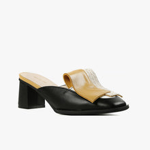 Load image into Gallery viewer, NU BOW MULE Black Leather Slide Sandal
