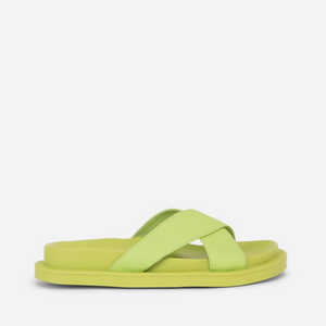 Vegan lime green slide sandal