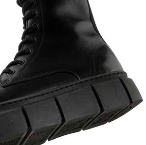 TOVE Black Leather Lace Up Boots