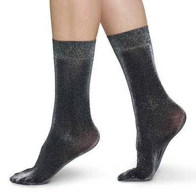 black shimmery ankle socks