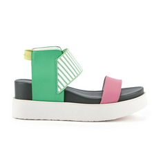 Load image into Gallery viewer, Green and Pink Platform Sandal   