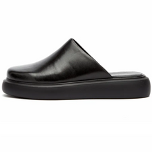 Load image into Gallery viewer, Black Leather Flat Mules