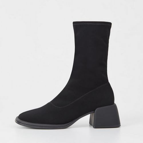 Black stretch textile boot