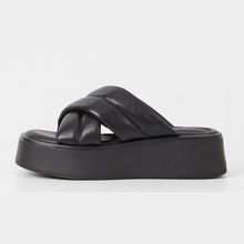 Load image into Gallery viewer, Chunky black criss cross band mule sandal