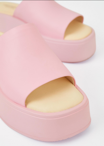 COURTNEY Pink Platform Slide Sandals