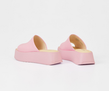 Load image into Gallery viewer, Back view of chunky pink slide sandals