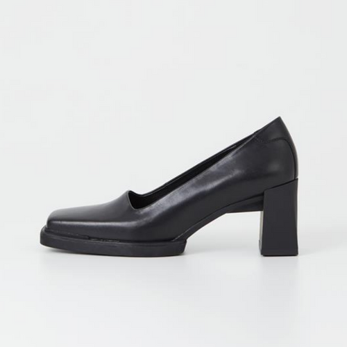 EDWINA Black Leather Pumps