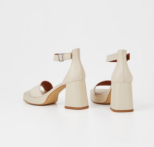 Chunky Heeled Cream Sandals