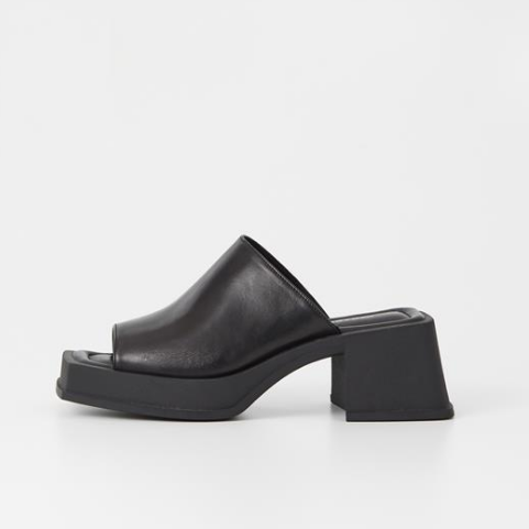 HENNIE Black Leather Slide