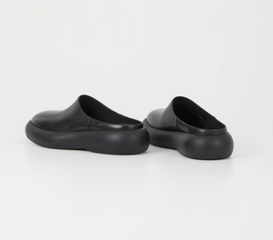 JANICK Black Leather Platform Mules
