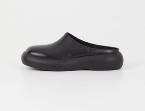 JANICK Black Leather Platform Mules