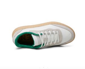 Top view of white and green sneaker