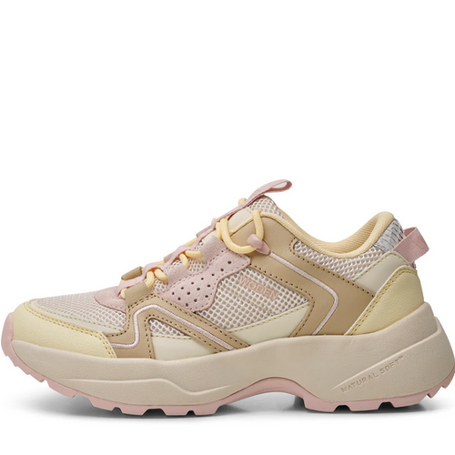 Yellow cream and pink sneaker